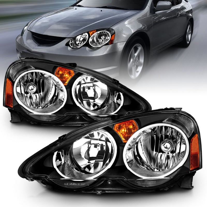 ANZO 2002-2004 Acura Rsx Crystal Headlights Black