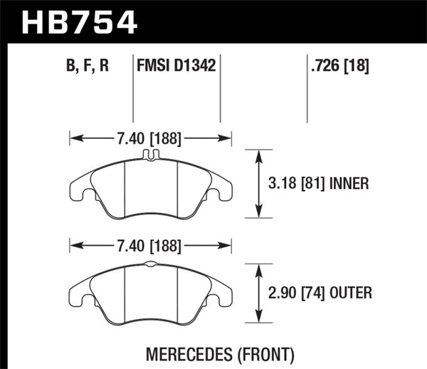 Hawk 10-16 Mercedes-Benz E350 / 12-16 Mercedes-Benz SLK350 HPS Street Front Brake Pads