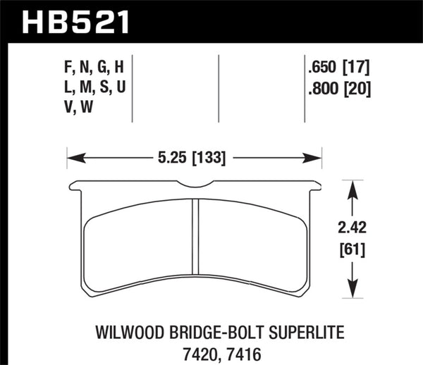 Hawk DTC-80 Wilwood BB SL 7416 17mm Race Brake Pads