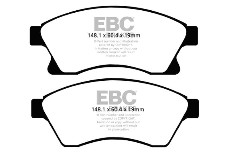 EBC 11+ Chevrolet Cruze 1.4 Turbo (10.9 inch front rotor) Yellowstuff Front Brake Pads