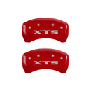 MGP 4 Caliper Covers Engraved Front Cadillac Engraved Rear XTS Red finish silver ch