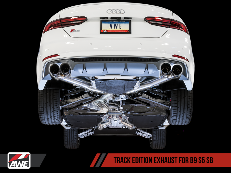 AWE Tuning Audi B9 S5 Sportback Track Edition Exhaust - Non-Resonated (Black 102mm Tips)