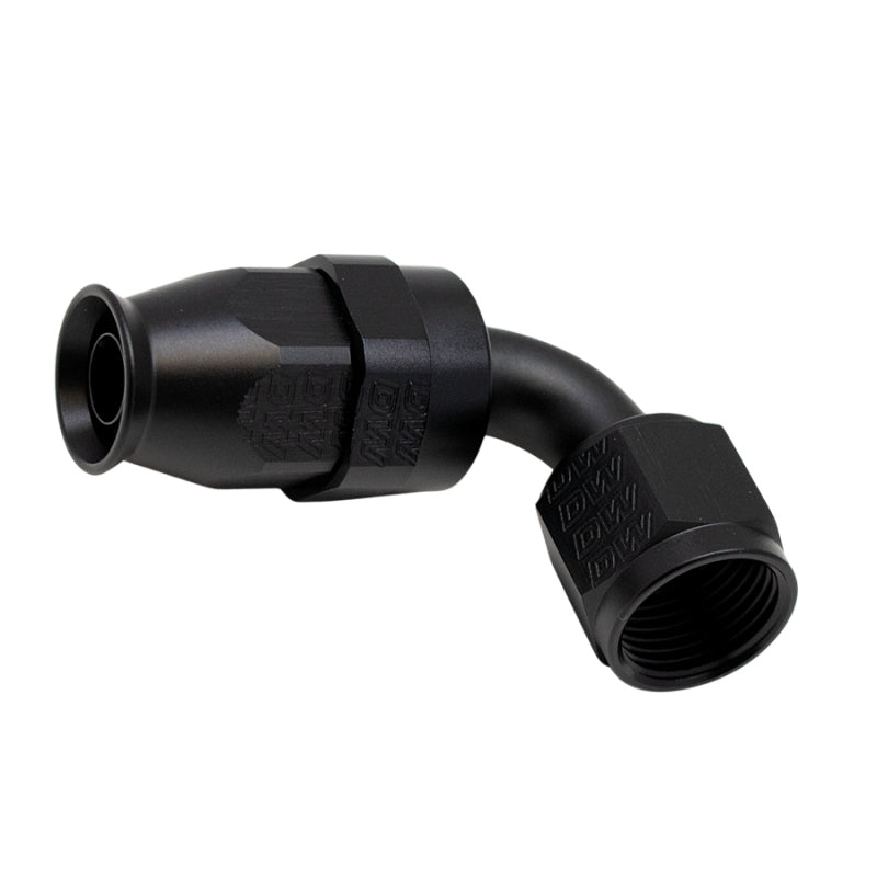 DeatschWerks 8AN Female Swivel 90-Degree Hose End PTFE (Incl 1 Olive Insert) - Anodized Matte Black