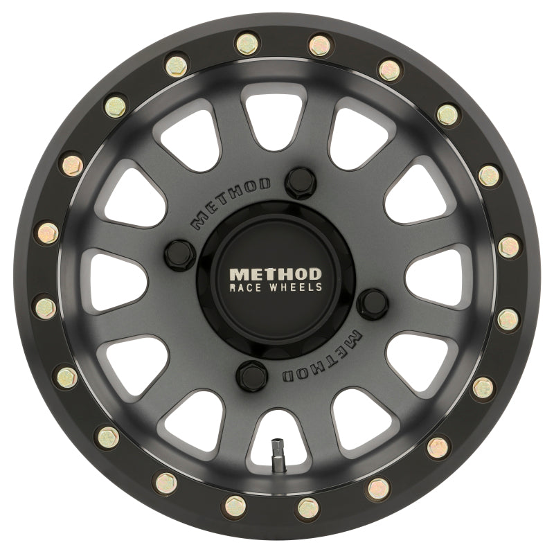 Method MR401 UTV Beadlock 14x7 4+3/+13mm Offset 4x136 106mm CB Titanium w/Matte Black Ring Wheel