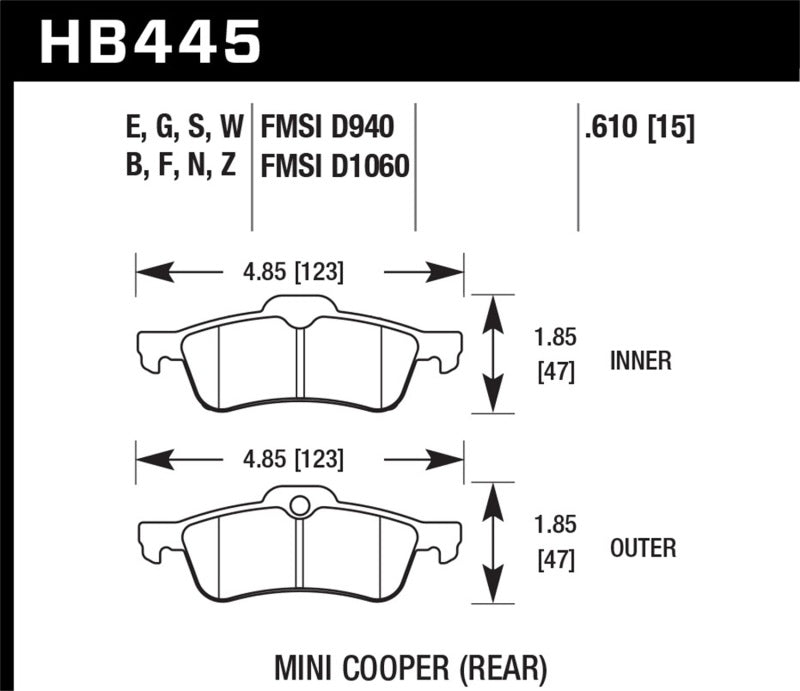 Hawk 02-06 Mini Cooper / Cooper S DTC-30 Rear Brake Pads