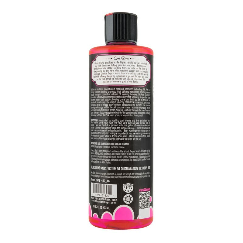 Chemical Guys Mr. Pink Super Suds Shampoo & Superior Surface Cleaning Soap - 16oz - Case of 6