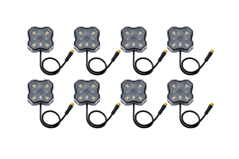 Diode Dynamics Stage Series Single Color LED Rock Light - White Diffused M8 (8-pack)