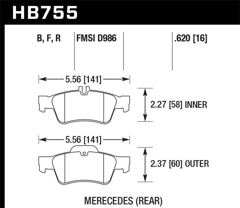 Hawk 03-06 Mercedes Benz SL500 HPS 5.0 Rear Brake Pads