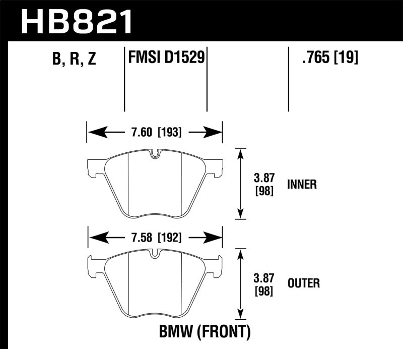 Hawk 10-15 BMW 760Li / 11-15 BMW B7 Alpina/B7 Alpina xDrive HPS 5.0 Front Brake Pads