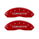 MGP 4 Caliper Covers Gloss Red Engraved with Corvette C4 (Full Kit 4 Pieces)