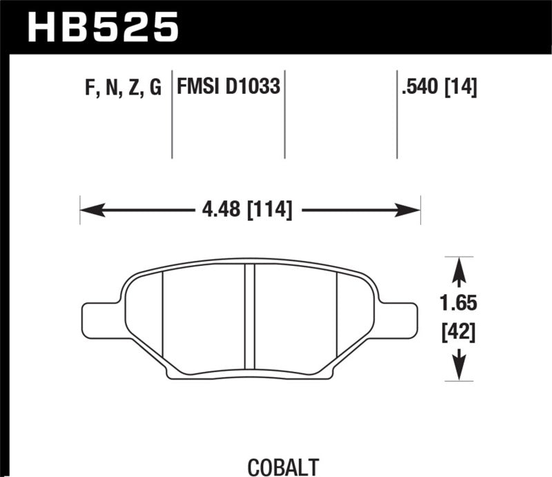 Hawk Chevy Cobalt D1033 Ceramic Street Rear Brake Pads