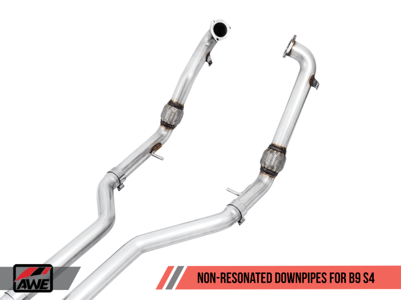 AWE Tuning Audi B9 S4 Track Edition Exhaust - Non-Resonated (Black 102mm Tips)