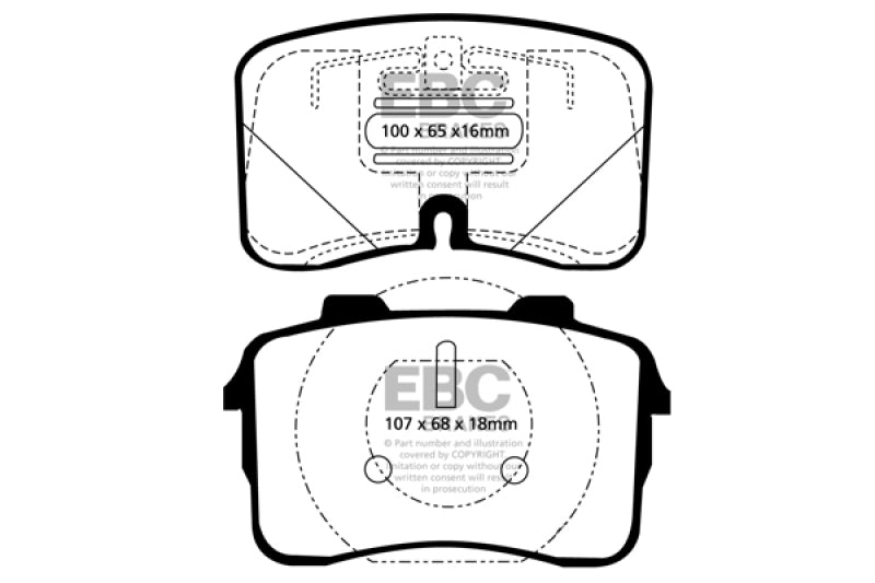 EBC 90-92 Audi V8 3.6 (UFO Rotors) Redstuff Front Brake Pads