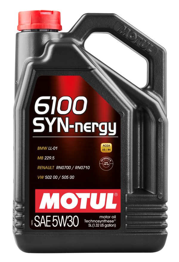 Motul 5L Technosynthese Engine Oil 6100 SYN-NERGY 5W30 - VW 502 00 505 00 - MB 229.5 - Case of 4