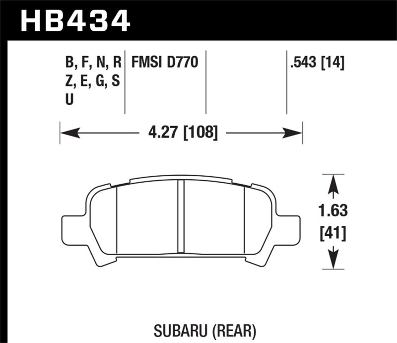 Hawk 99-03 Subaru Impreza RS DTC-70 Race Rear Brake Pads