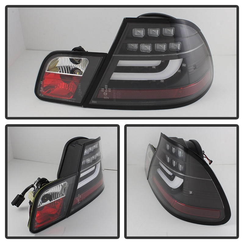 Spyder BMW E46 3-Series 04-06 2Dr Light Bar Style LED Tail Lights Black ALT-YD-BE4604-LBLED-BK