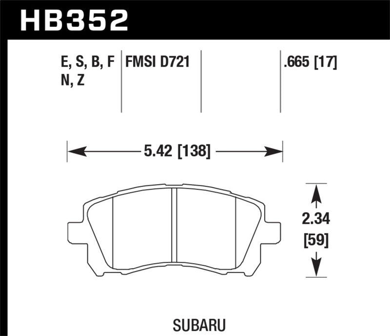 Hawk 02-03 WRX / 98-01 Impreza / 97-02 Legacy 2.5L / 98-02 Forester 2.5L D721 Performance Ceramic St