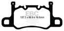 EBC 13-15 Porsche 911 (991) (Cast Iron Rotor only) 3.8 GT3 Yellowstuff Rear Brake Pads