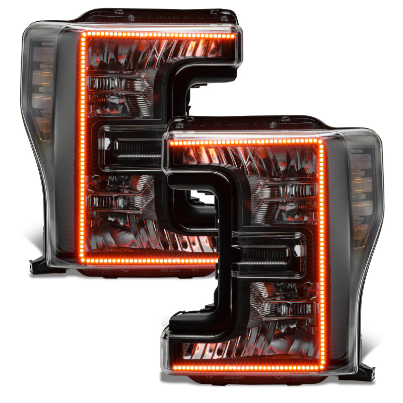 Oracle 17-19 Ford F-250 SD Dynamic Pre-Assembled Headlights - Halogen - Black Edition - ColorSHIFT