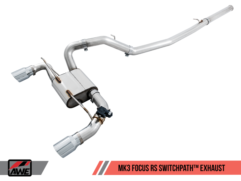 AWE Tuning Ford Focus RS SwitchPath Cat-back Exhaust - Diamond Black Tips