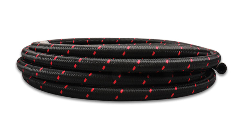 Vibrant -8 AN Two-Tone Black/Red Nylon Braided Flex Hose (10 foot roll)