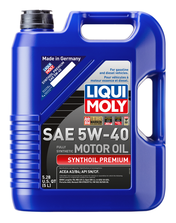 LIQUI MOLY 5L Synthoil Premium Motor Oil SAE 5W40 - Case of 4