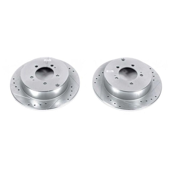 Power Stop 09-15 Mitsubishi Lancer Rear Evolution Drilled & Slotted Rotors - Pair