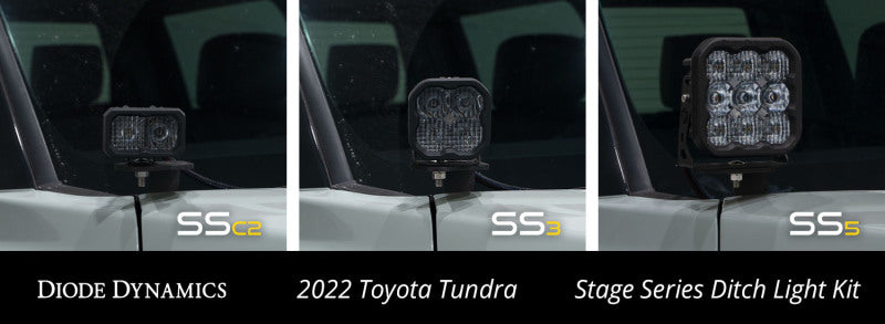 Diode Dynamics 2022 Toyota Tundra SS5 Pro Stage Series Ditch Light Kit - White Combo