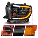 ANZO 2014-2021 Toyota Tundra LED Crystal Headlights w/ Switchback Black Housing w/ DRL