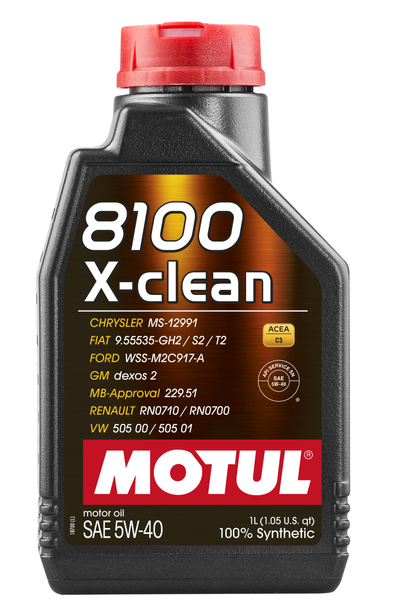 Motul 1L Synthetic Engine Oil 8100 5W40 X-CLEAN C3 -505 01-502 00-505 00-LL04 - Case of 16