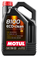 Motul 5L Synthetic Engine Oil 8100 0W30 4x5L ECO-CLEAN  ACEA C2 API SM ST.JLR 03.5007 - Case of 4