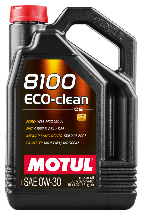 Motul 5L Synthetic Engine Oil 8100 0W30 4x5L ECO-CLEAN  ACEA C2 API SM ST.JLR 03.5007 - Case of 4