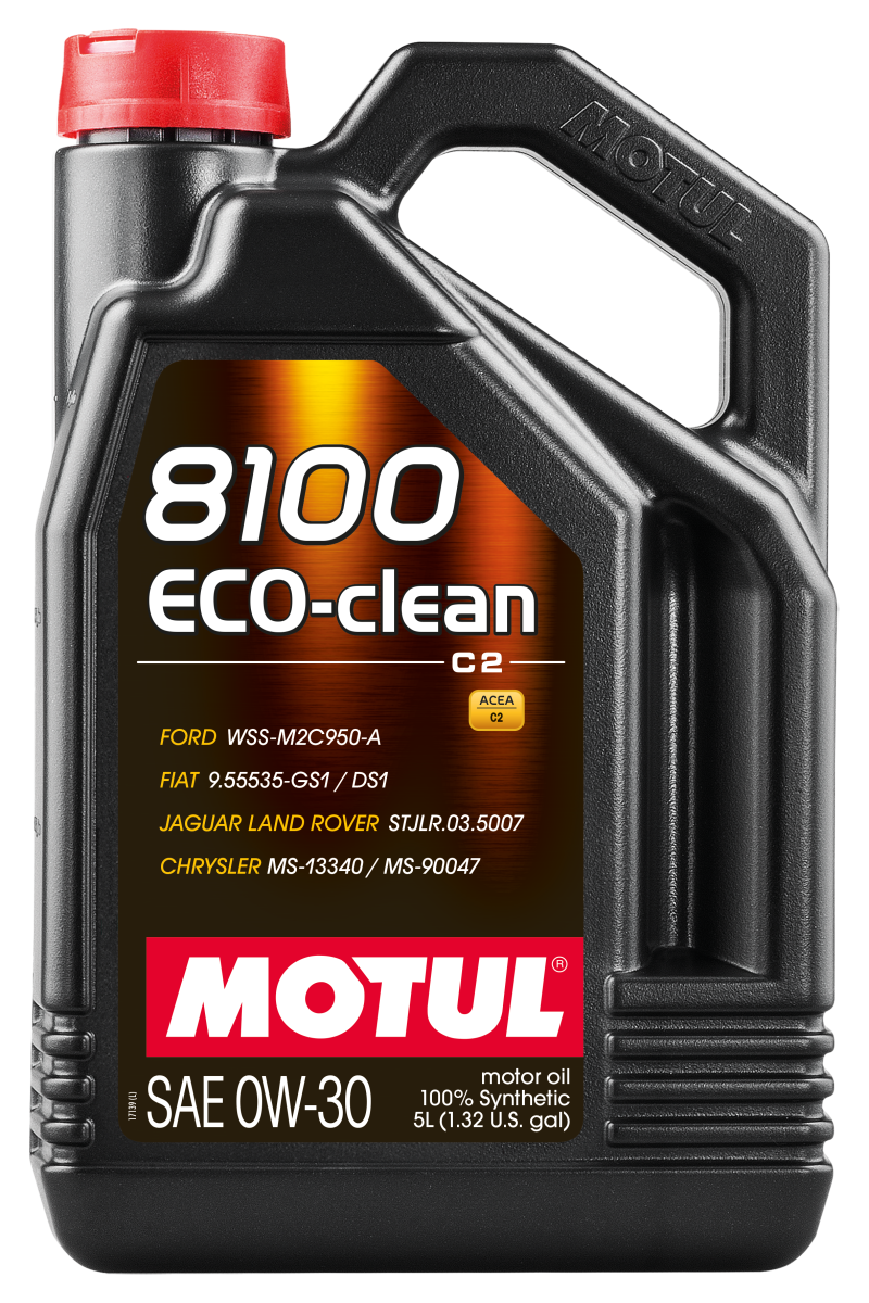 Motul 5L Synthetic Engine Oil 8100 0W30 4x5L ECO-CLEAN  ACEA C2 API SM ST.JLR 03.5007 - Case of 4