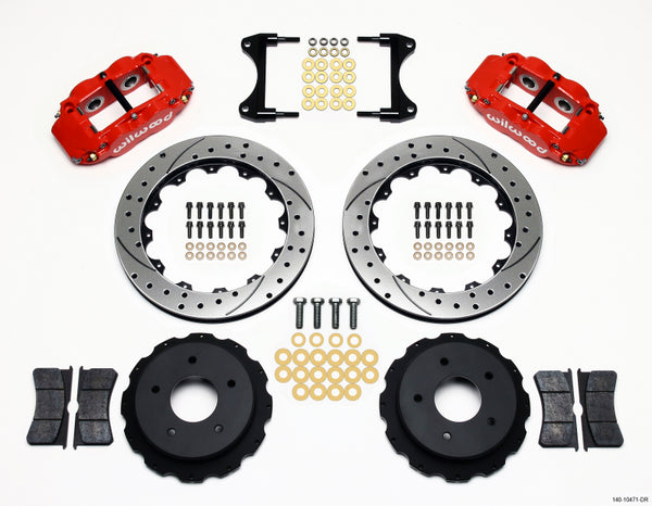 Wilwood Narrow Superlite 4R Rear Kit 12.88in Drilled Red 65-82 Corvette C2/C3