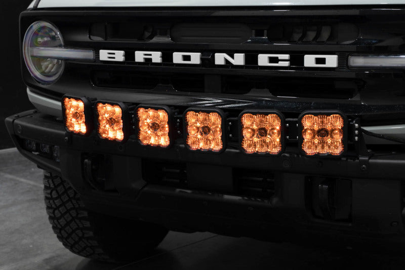 Diode Dynamics Bronco SS5 6-Pod CrossLink Grille Lightbar Kit Sport - Yellow Combo