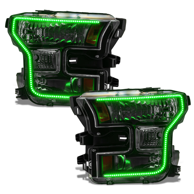 Oracle 15-17 Ford F-150 Dynamic RGB+A Pre-Assembled Headlights Halogen - Black Edition - ColorSHIFT