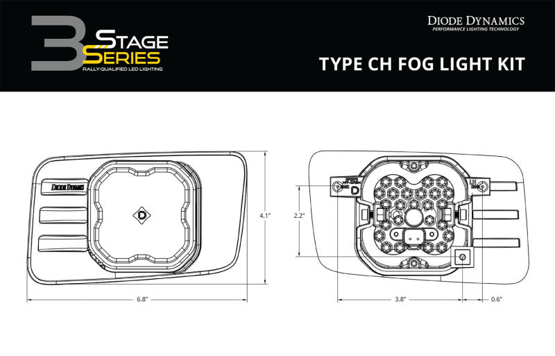 Diode Dynamics SS3 Type CH LED Fog Light Kit Pro - Yellow SAE Fog