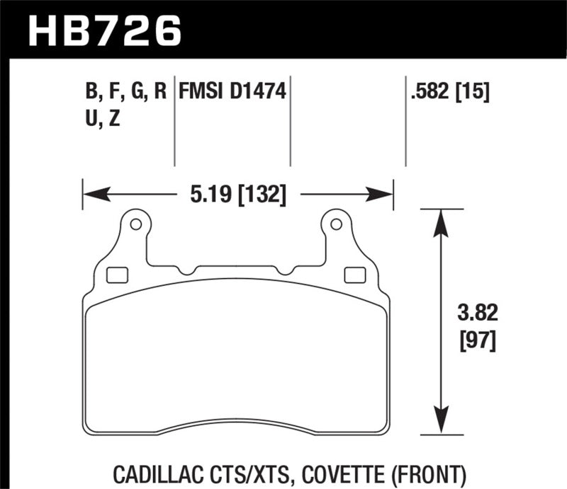 Hawk 2014 Chevrolet Corvette DTC-70 Front Brake Pads