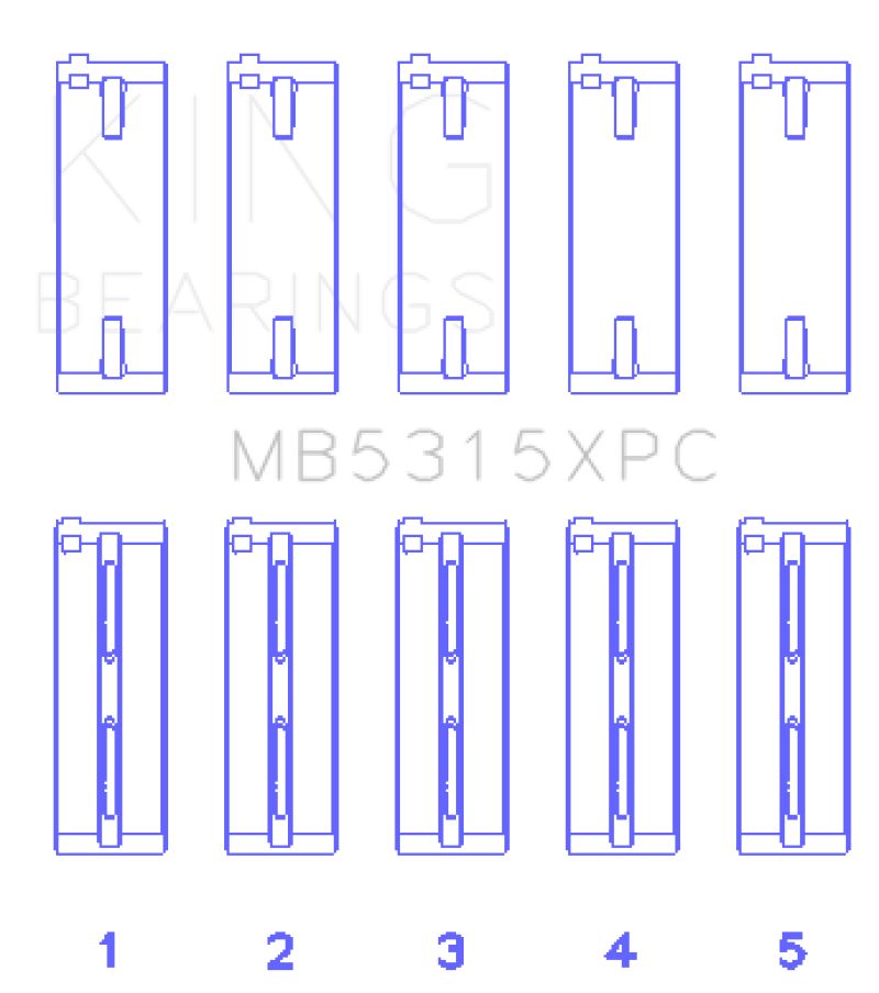 King 1992+ Mitsubishi 4G63/4G64 EVO I-IV (Size 0.25) Crankshaft Main Bearing Set (Set of 5)