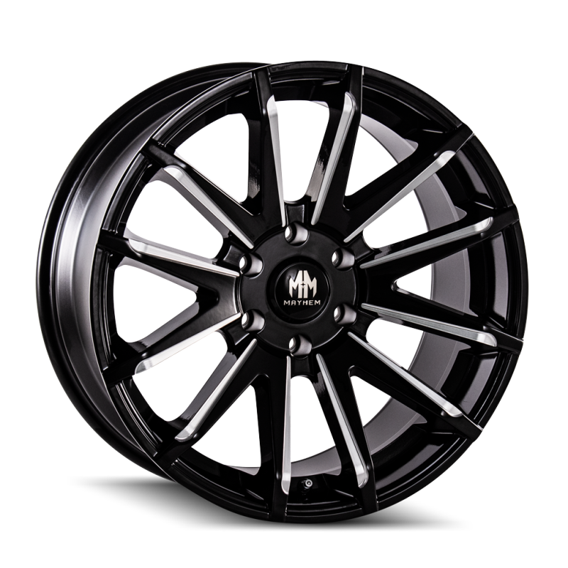 Mayhem 8109 Crossfire 22x9.5 / 5x150 BP / 25mm Offset / 110mm Hub Black w/ Milled Spokes Wheel