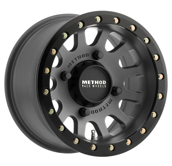 Method MR401 UTV Beadlock 15x7 4+3/+13mm Offset 4x156 132mm CB Titanium w/Matte Black Ring Wheel