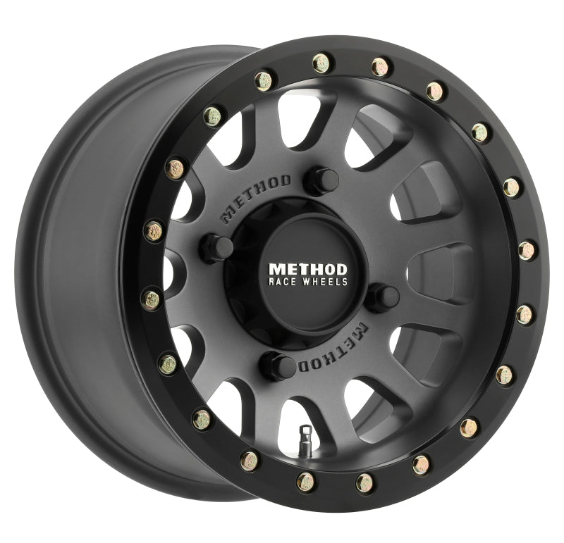 Method MR401 UTV Beadlock 14x7 4+3/+13mm Offset 4x136 106mm CB Titanium w/Matte Black Ring Wheel