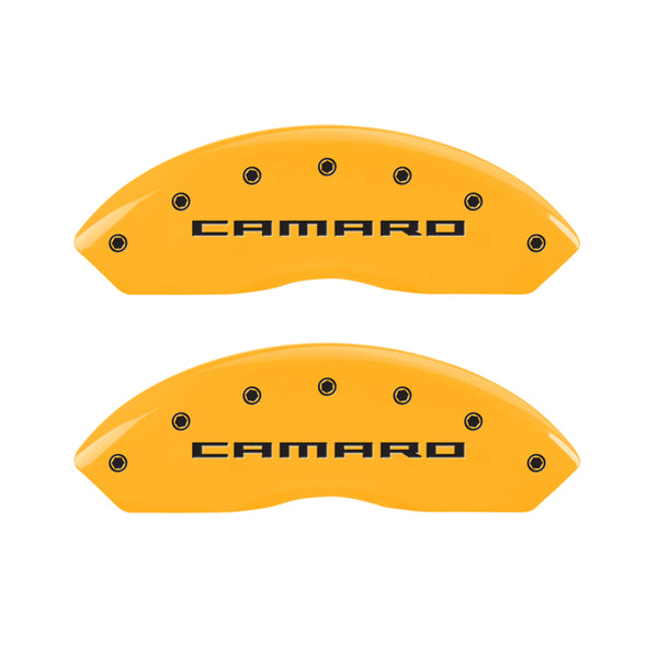 MGP 4 Caliper Covers Engraved Front & Rear Gen 5/Camaro Yellow finish black ch