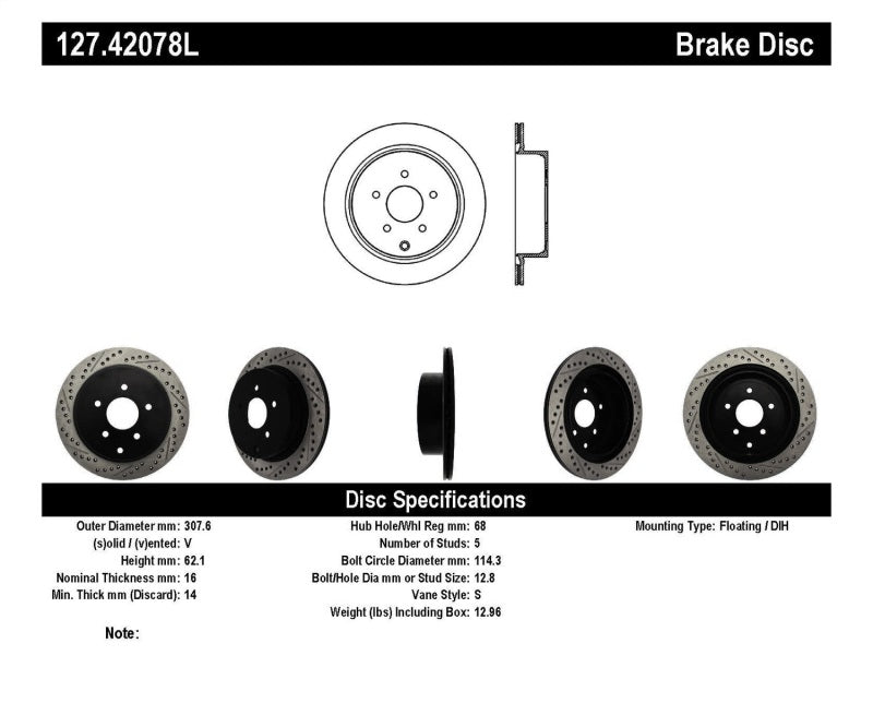 StopTech Slotted & Drilled Sport Brake Rotor