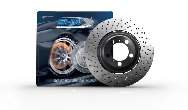 SHW 20-21 Porsche 718 Cayman GT4 4.0L Right Front Drilled-Dimpled Lightweight Brake Rotor