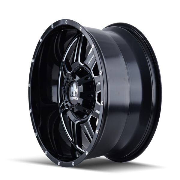 Mayhem 8100 Monstir 20x9 / 6x120 BP / 0mm Offset / 78.1mm Hub Black w/ Milled Spokes Wheel