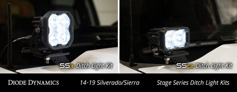 Diode Dynamics 14-19 Silverado/Sierra SSC2 LED Ditch Light Kit Sport - White Combo