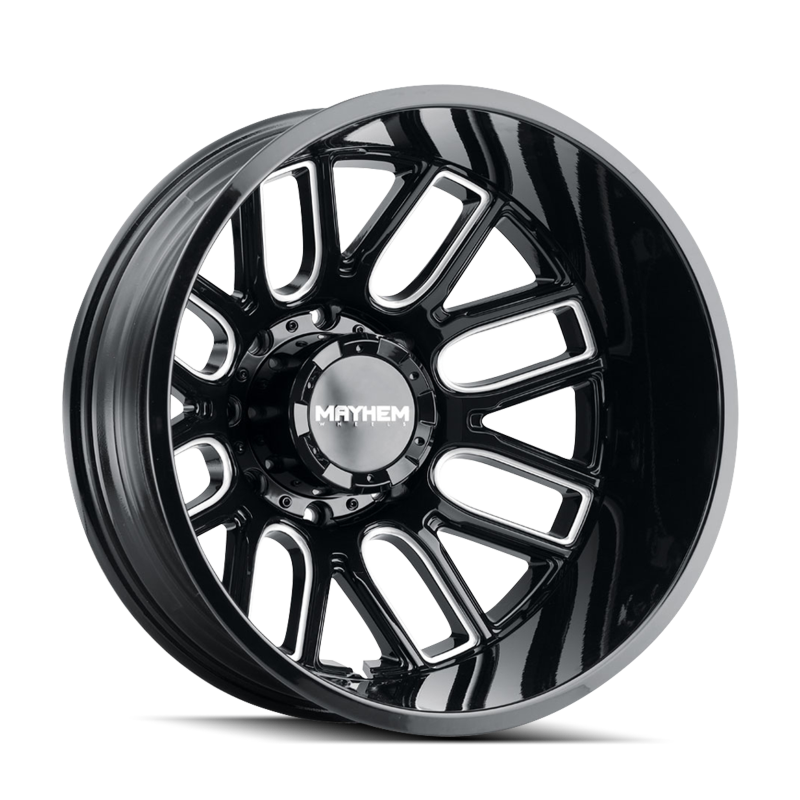 Mayhem 8107D Cogent Dually 20x8.25/8x165.1 BP/-192mm Offset/121.3mm Hub Black w/ Milled Spokes Wheel