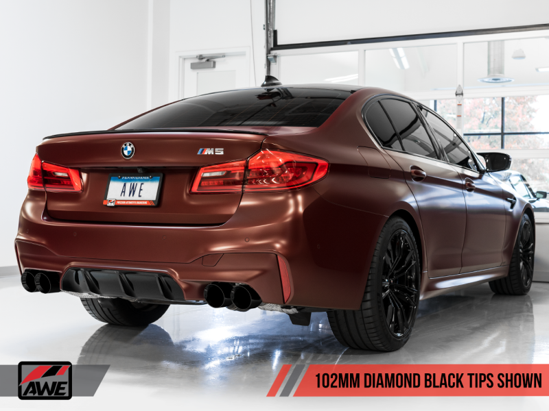 AWE Tuning 18-19 BMW M5 (F90) 4.4T AWD Cat-back Exhaust - Track Edition (Diamond Black Tips)