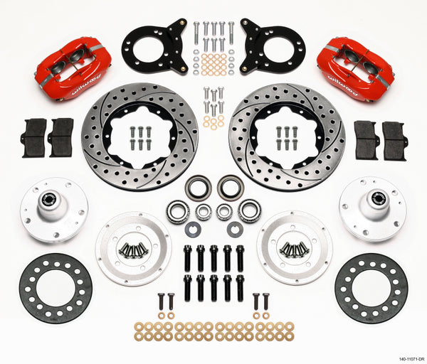 Wilwood Forged Dynalite Front Kit 11.00in Dril Red 1965-1969 Mustang Disc & Drum Spindle